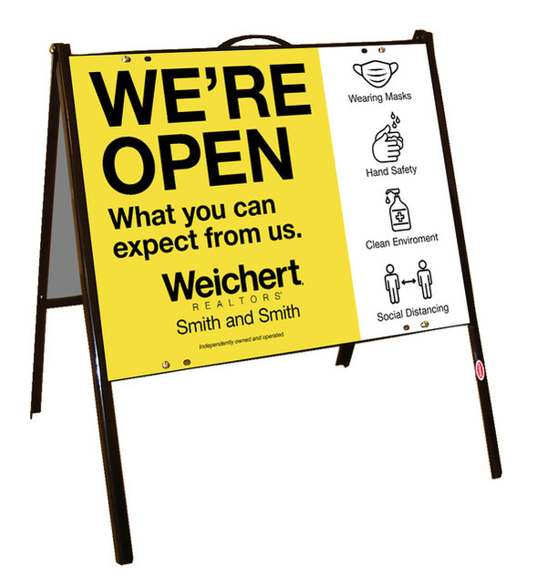 Angle Iron A-Frame and We're Open Sign Panel Unit, 18h x 24w, .050 Poly
